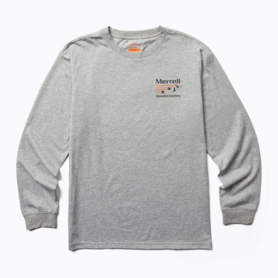 Langærmet Langærmet Udendørs T-shirt Til Mænd, Grå Meleret Merrell