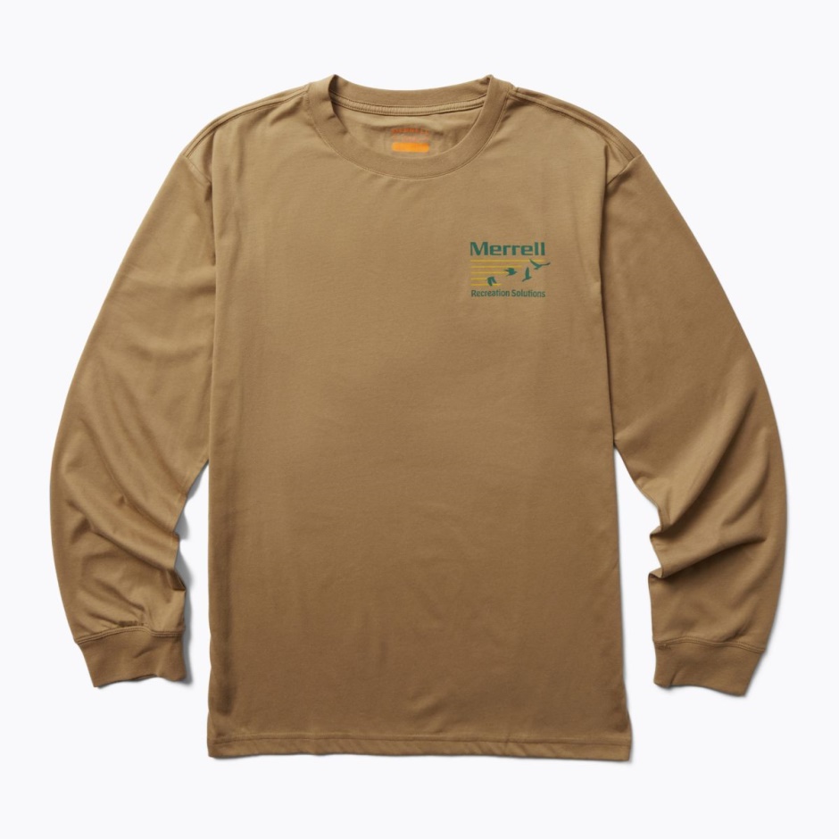 Merrell Sepia-farvet Langærmet T-shirt Til Mænd